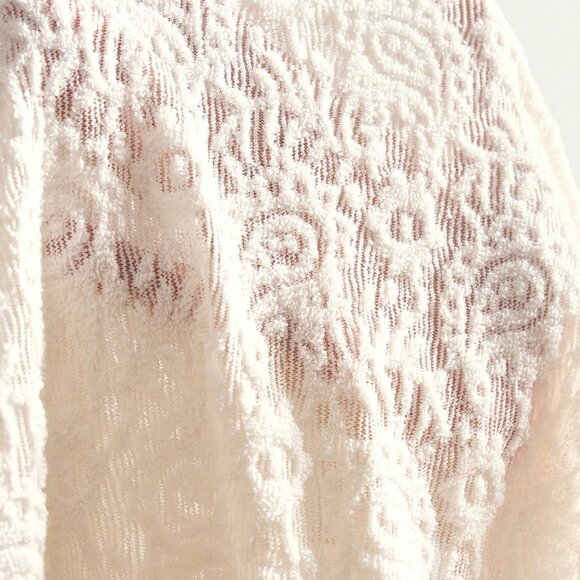 Apricot Casual Women's Lace Short Sleeve V-Neck button down Fitted Top - Picture 5 of 7